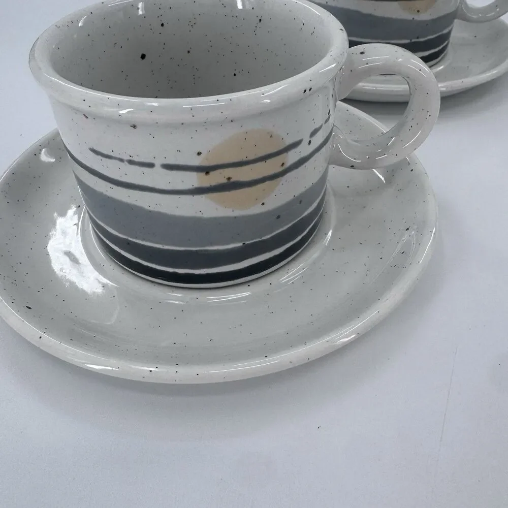 MIDWINTER STONEHENGE NIGHT CUPS AND SAUCERS ENGLAND Set Of 4 Fast Shipping